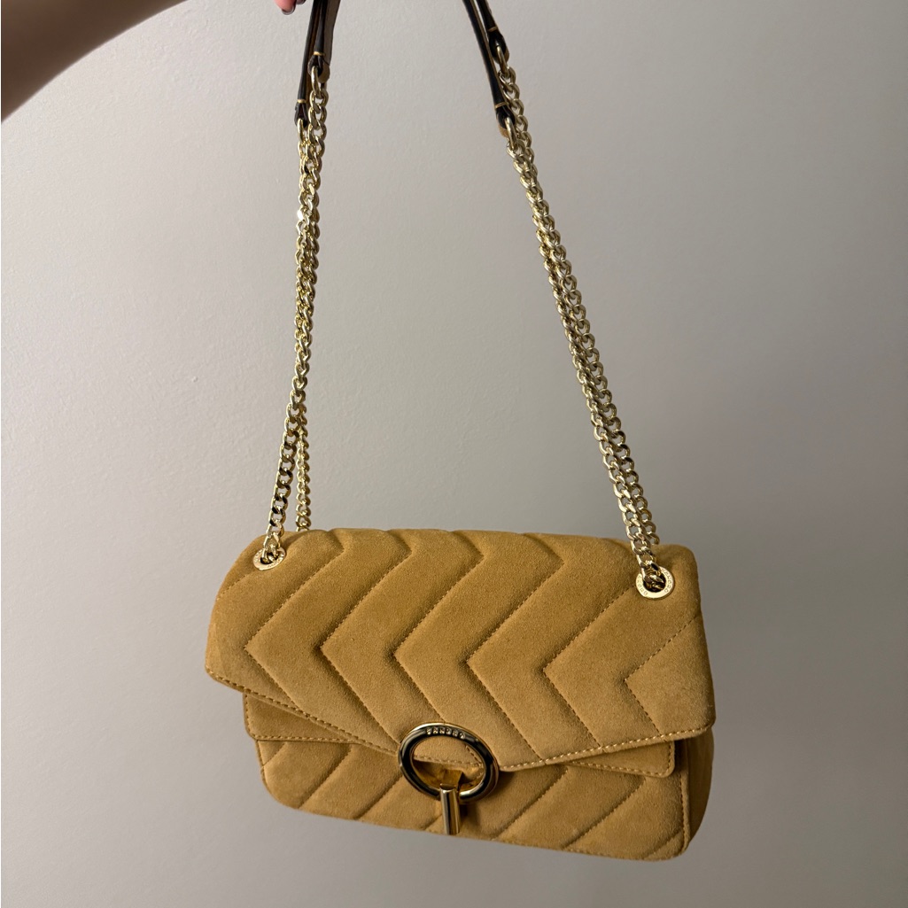 Elegant Mustard Quilted Chain Shoulder Bag